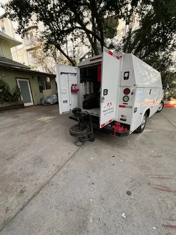 Magnet Plumbing service vehicle on-site for Slab Leak Repair in St. Thomas